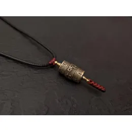 Buddhistische Gebetsmühle Anhänger mit Mantra Om Mani Padme Hum
