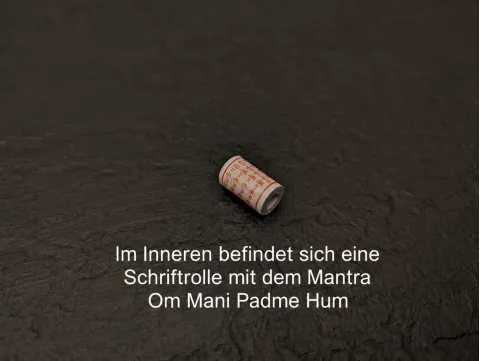 Tigerauge Mala Kette mit buddhistische Gebetsmühle Anhänger