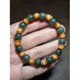Armband aus grüner Jade-Nephrit & Bodhi-Samen für Harmonie