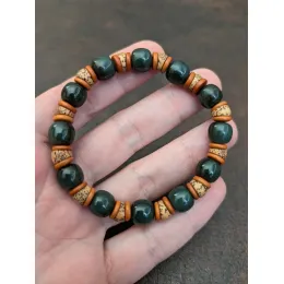 Armband aus grüner Jade-Nephrit & Bodhi-Samen für Harmonie