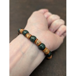 Armband aus grüner Jade-Nephrit & Bodhi-Samen für Harmonie