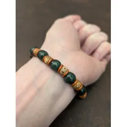 Armband aus grüner Jade-Nephrit & Bodhi-Samen für Harmonie