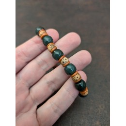 Armband aus grüner Jade-Nephrit & Bodhi-Samen für Harmonie