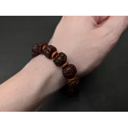 Tibetisches Rudraksha Shiva Armband mit Olivenholz