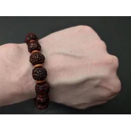 Tibetisches Rudraksha Shiva Armband mit Olivenholz