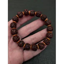 Tibetisches Rudraksha Shiva Armband mit Olivenholz