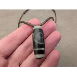 Echte 2 Augen Dzi-Stein an Verstellbares Kordel