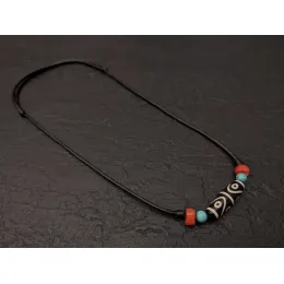 Echte tibetische "Dzi-Stein 8 Augen" Kette
