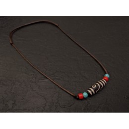 Dzi Halskette mit 2 Augen Dzi-Stein Amulett