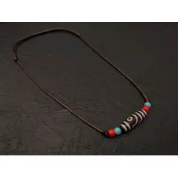 Dzi Halskette mit 2 Augen Dzi-Stein Amulett