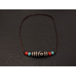 Dzi Halskette mit 2 Augen Dzi-Stein Amulett