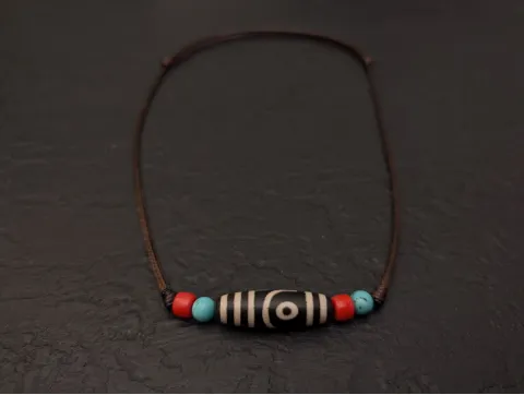 Dzi Halskette mit 2 Augen Dzi-Stein Amulett