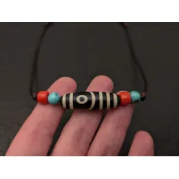 Dzi Halskette mit 2 Augen Dzi-Stein Amulett