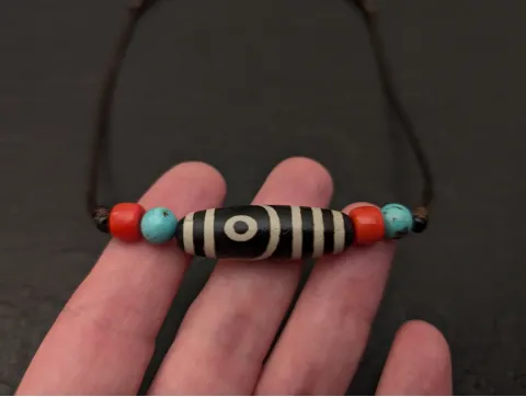 Dzi Halskette mit 2 Augen Dzi-Stein Amulett