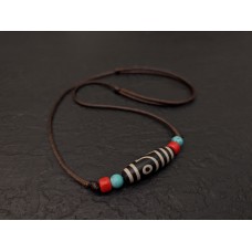 Dzi Halskette mit 2 Augen Dzi-Stein Amulett