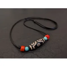 Dzi Halskette mit 6 Augen Dzi-Stein Amulett