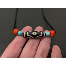 Dzi Halskette mit 6 Augen Dzi-Stein Amulett