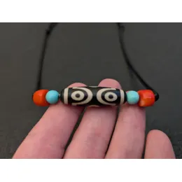 Dzi Halskette mit 6 Augen Dzi-Stein Amulett
