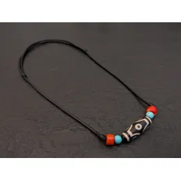Dzi Halskette mit 6 Augen Dzi-Stein Amulett