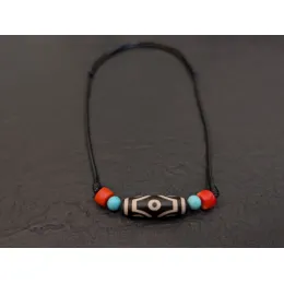 Dzi Halskette mit 6 Augen Dzi-Stein Amulett