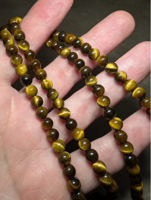 Tigerauge Mala Kette mit buddhistische Gebetsmühle Anhänger