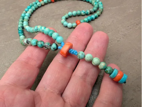 Echte Türkis-Mala-Kette (Rosenkranz) mit 108 Gebetsperlen