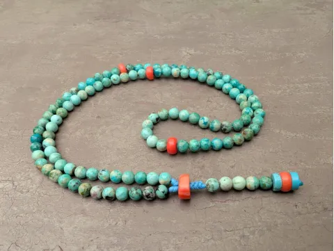 Echte Türkis-Mala-Kette (Rosenkranz) mit 108 Gebetsperlen