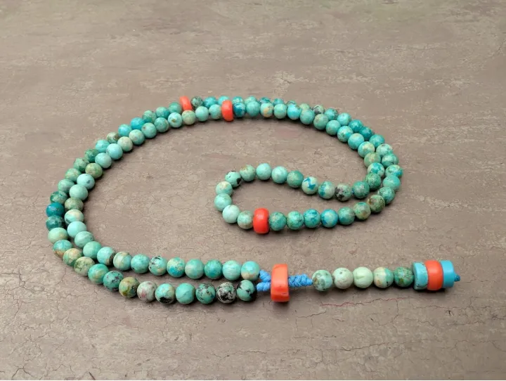 Echte Türkis-Mala-Kette (Rosenkranz) mit 108 Gebetsperlen