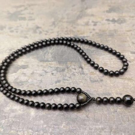Tibetische Obsidian Mala Kette 108 Gebetsperlen