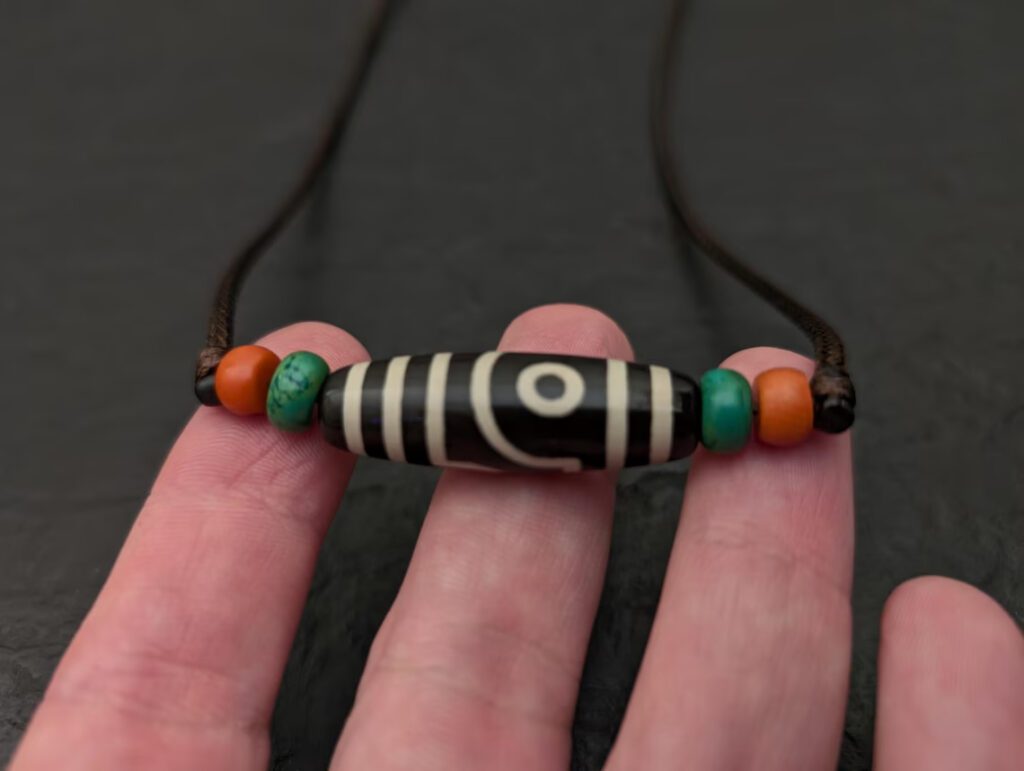 Dzi Kette 2 Augen echt achat stein