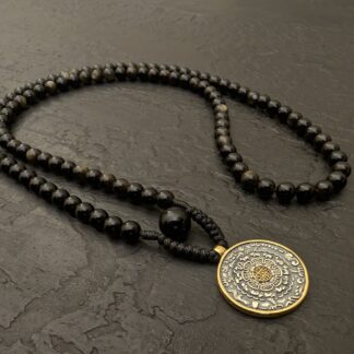 Obsidian kette Tibetische melong mit Bagua